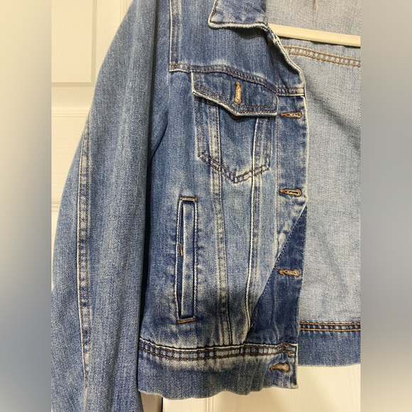Free People Denim fades blue Jacket patchwork size XS - Picture 3 of 7